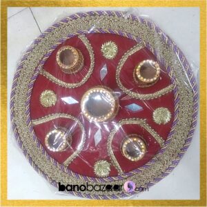 Mehndi Thaal Henna Trays Large Maroon with decorations