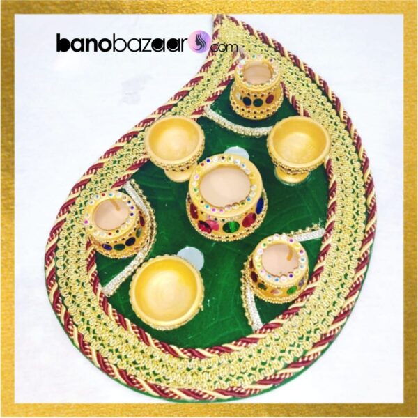 Mehndi Thaal Henna Trays Large Red and Green - Image 2
