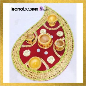Mehndi Thaal Henna Trays Large Red and Green