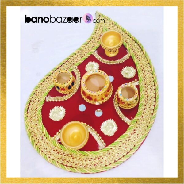 Mehndi Thaal Henna Trays Large Red and Green