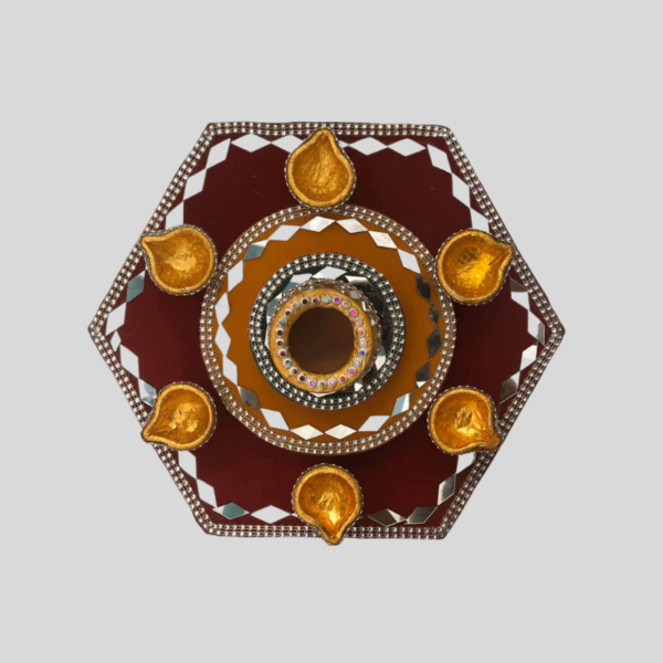 Mehndi Thaal with Matki and Diyas Henna Trays Large